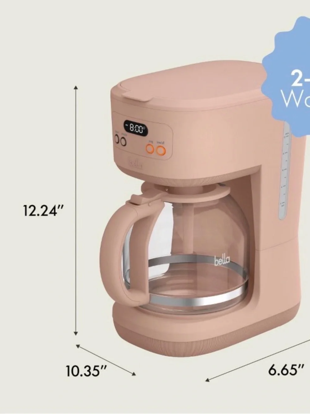 Bella 12-Cup Programmable Coffee Maker - Pink
